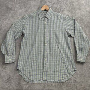 BERGDORF GOODMAN Shirt Mens Small Plaid Long Sleeve Button Up Casual Preppy